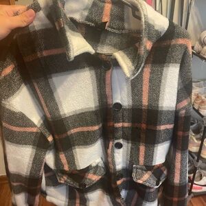 SHEIN Plaid Jacket with Black, White, and Orange